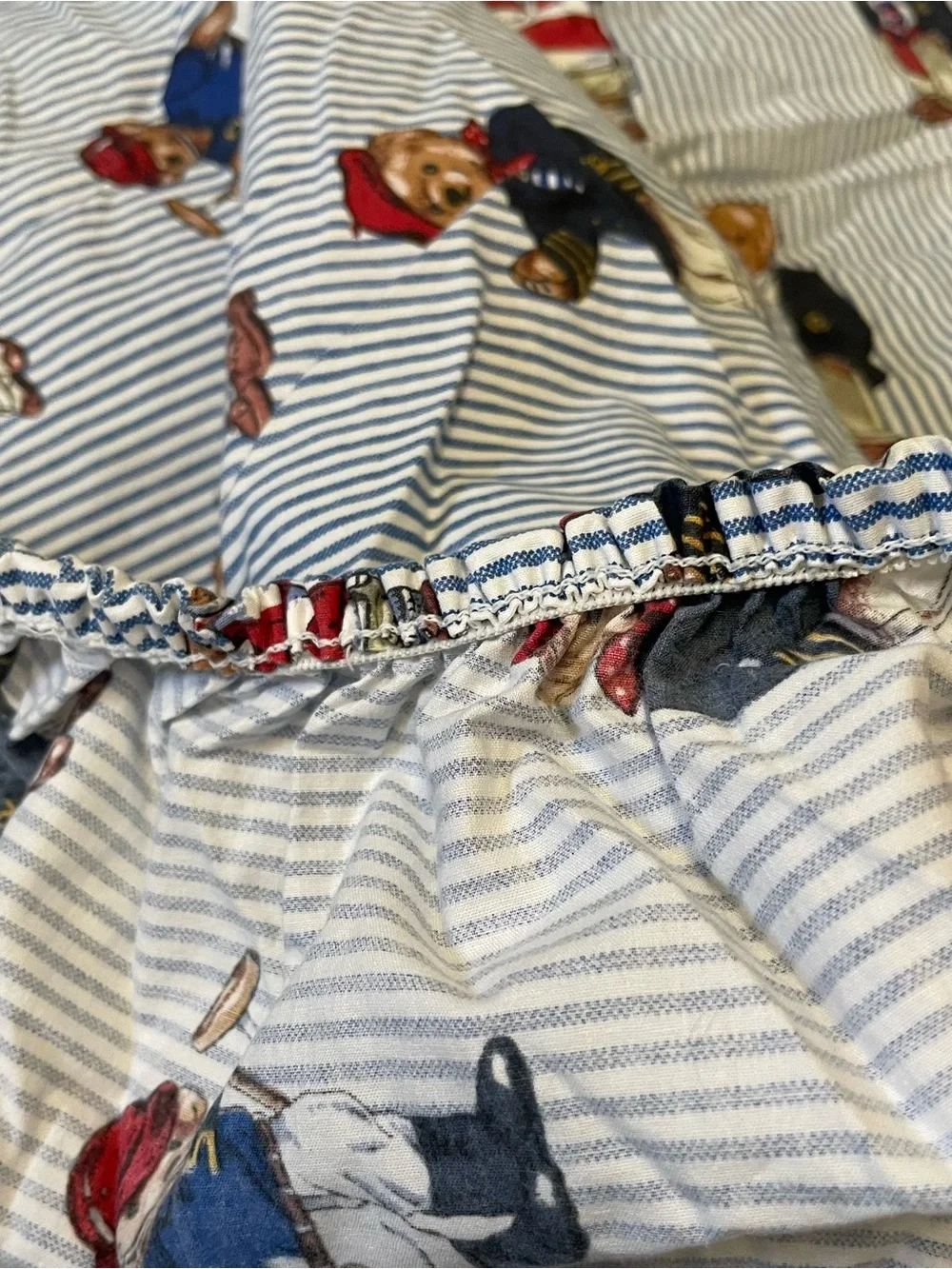 Polo Ralph Lauren Sheet King Fitted Vintage  Polo Bears / Blue & White Stripe